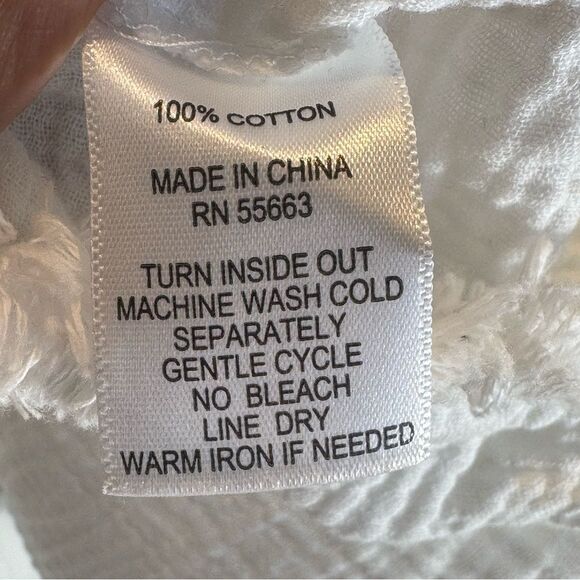 Cynthia Rowley Women's Boho White Cotton Top Size 1X Fringe Detailing Casual - Picture 7 of 9